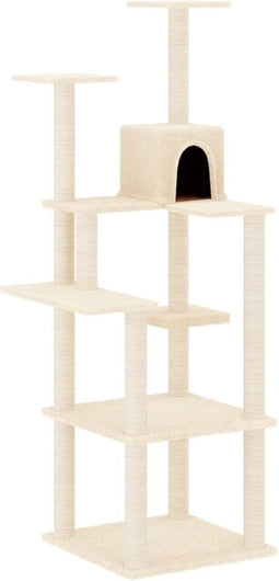 vidaXL - Kattenmeubel - met - sisal - krabpalen - 153 - cm - crèmekleurig