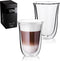 VDN Dubbelwandige Koffieglazen & Theeglazen - 300 ML koffietassen - Set Van 2 Handgeblazen Cappuccino Latte Macchiato Glazen Dubbelwandig