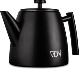 VDN RVS Theepot Dubbelwandig met Filter - Zwarte Theekan 1 Liter - 802