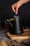 VDN RVS Theepot Dubbelwandig met Filter - Zwarte Theekan 1 Liter - 902