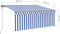 vidaXL - Luifel - automatisch - uittrekbaar - met - rolgordijn - 3x2,5 - m - blauw - wit