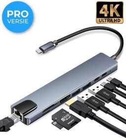 Nuvance USB C Hub 3.0 - 8 Poorten - HDMI 4K Ethernet - USB Splitter (8720618633514)