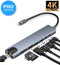 Nuvance USB C Hub 3.0 - 8 Poorten - HDMI 4K Ethernet - USB Splitter (8720618633514)