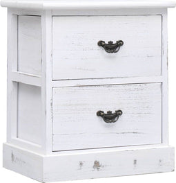 vidaXL - Nachtkastje - 38x28x45 - cm - paulowniahout - wit