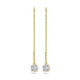 Sparkle14 Dames Oorhangers - Zirkonia - 7cm - Goud