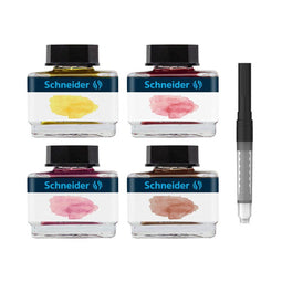 Schneider inktpotjes - inhoud 15ml - pastel - giftbox 4 stuks assorti kleuren - vulpen inkt - S-143702