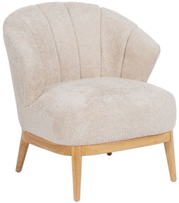 Leunstoel Crème Natuurlijk Rubberwood Foam Weefsel 71 x 75 x 76 cm
