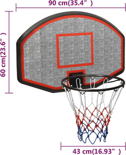VDXL Basketbalbord 90x60x2 cm polyetheen zwart