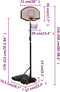 VDXL Basketbalstandaard 216-250 cm polyethyleen zwart