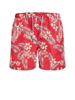 JACK&JONES JJIARUBA JJSWIMSHORTS AKM TROPIC STS - Heren Zwembroek - Roze met bloemenprint - Chili