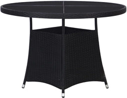 vidaXL - Tuintafel - Ø110x74 - cm - poly - rattan - zwart