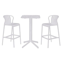 Tafel met twee stoelen Home ESPRIT Wit Metaal Polypropyleen 60 x 60 x 102 cm