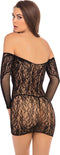 Offshoulder zwart minijurkje lange mouwen - M/L