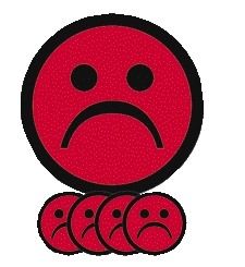 Smit Visual - Magneet smiley 75mm emotie bedroefd rood 5 stuks