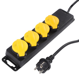 Exin stekkerdoos - 4-voudig - spatwaterdicht IP44 - zwart