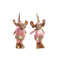 Kerstversiering DKD Home Decor Wit Roze Gouden Rendier 20 x 19 x 50 cm (2 Stuks)