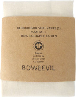 Bo Weevil sandwich zakjes Voile - Broodzakjes - Broodzak herbruikbaar - Milieubewust - Biologisch katoen - 2 stuks - Size M + L