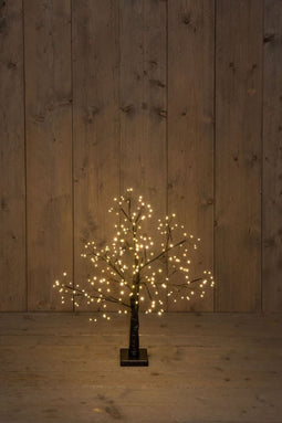 Verlicht boompje 60cm - Eikenboompje met LED verlichting - Zwart - 230 lampjes - classic wit