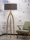 GOOD&MOJO Vloerlamp Annapurna - Donkergrijs/Bamboe - Ø60cm - Scandinavisch,Bohemian - Staande lampen voor Woonkamer - Slaapkamer