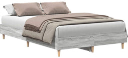 vidaXL - Bedframe - zonder - matras - 135x190 - cm - spaanplaat - grijs - sonoma