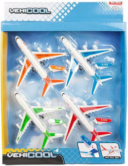 Vehicool Pull Back Vliegtuigen, 4st.