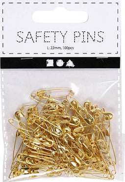 Veiligheidsspelden l: 22 mm dikte 0 6 mm goud 100stuks