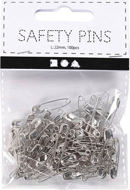 Veiligheidsspelden l: 22 mm dikte 0 6 mm zilver 100stuks