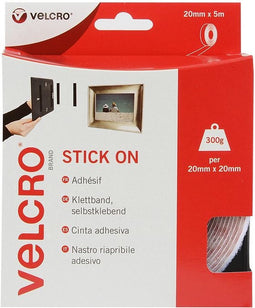 VELCRO® VEL-EC60216 Klittenband Om vast te plakken Haak- en lusdeel (l x b) 5000 mm x 20 mm Wit 5 m