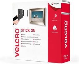 VELCRO® VEL-EC60354 Klittenband Om vast te plakken Haak- en lusdeel (l x b) 25000 mm x 20 mm Wit 25 m