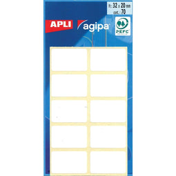 Agipa - Agipa witte etiketten in etui ft 20 x 32 mm (b x h), 70 stuks, 10 per blad