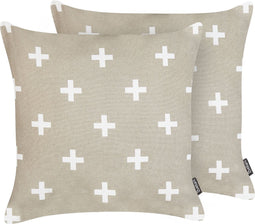 VELLEIA - Sierkussen set van 2 - Taupe - 45 x 45 cm - Katoen