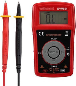 Velleman Digitale multimeter, geschikt voor het meten van DC-stroom, AC/DC-spanning, weerstand, inclusief meetsnoeren