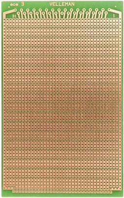 Velleman Eurocard, 100 x 160 mm, 3 contacten per eiland, enkelzijdig, eurodin DIN41612 en DIN41617, epoxy FR-4, groen