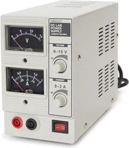 Velleman Laboratoriumvoeding, regelbaar, 0-15 VDC/0-2 A, stroombegrenzing, kortsluitbestendig, analoog, grijs