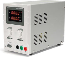 Velleman Laboratoriumvoeding, regelbaar, 0-30 VDC/0-5 A, stroombegrenzing, kortsluitbestendig, lcd-scherm, grijs