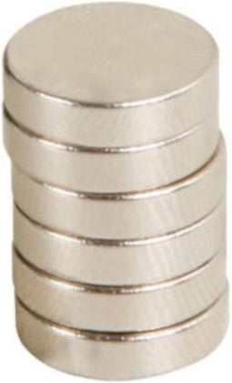 Velleman Magneet, super sterk, 6 stuks, rond, Ø 12 x 3 mm, neodymium, zilver, ideaal voor koelkast of magneetbord