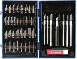 Velleman Precisie-snijset, met meshouders, mesjes, naalden en slijpsteen, 53-delig