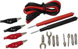Velleman Set universele meetpennen, voor multimeter, 30 V, 90 cm kabel, krokodilklemmen, in draagkoffer, rood en zwart