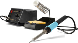 Velleman Soldeerstation met display en keramisch verwarmingselement, 48 W, temperatuurbereik 150-420 °C, comfortabele handgreep, geschikt voor professionals of doe-het-zelvers, grijs