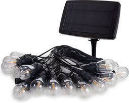 Vellight Solar LED, lichtslinger, 15 m, 15 ledlampen, warmwit, zwarte kabel, voor binnen en buiten, modulator, zonne-energie