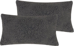 VELOOR - Sierkussen set van 2 - Grijs - 30 x 50 cm - Katoen