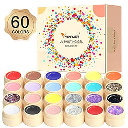 VENALISA Gellak voor Nails Art Kit, 60 kleuren Solid Gel Polish Set Spider Painting Gel Nagellak Nai
