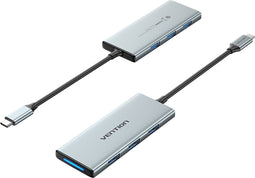 Vention TOPHB laptop dock & poortreplicator Bedraad USB 3.2 Gen 1 (3.1 Gen 1) Type-C Zilver