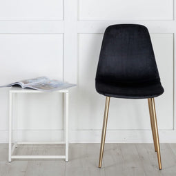 Venture - Home - Eetkamerstoelen - 2 - st - Polar - fluweel - zwart - en - messing