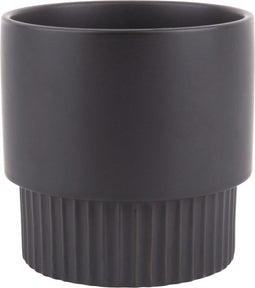 PT bloempot Ribbed large-Zwart