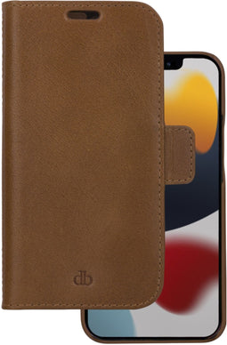 dbramante1928 iPhone 13 - Flip cover - Magneetsluiting en ruimte voor pasjes - Cognac
