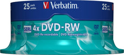 Verbatim 43639 DVD-RW disc 4.7 GB 25 stuk(s) Spindel Herschrijfbaar