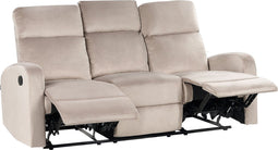 VERDAL - Driezitsbank handmatig verstelbaar - Beige - Fluweel