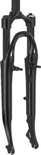 Verende voorvork 28 Spinner 1 1/8 vorkbuis met draad - v-brake en IS disc - mat zwart