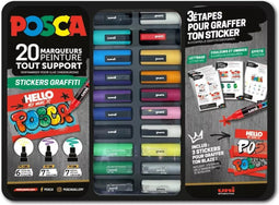 Verfstift posca graffiti metalen koffer 20st